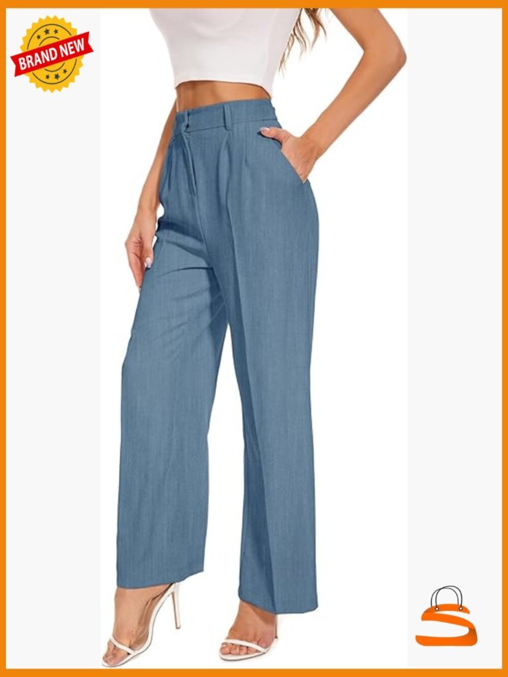 Wide Leg Pants High Elastic Waist Business Work Trousers Long Straight Suit